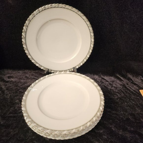 Franconia K&A Krautheim Palladina Dinner Plates set-4 vtg silver ruffled elegant - Picture 2 of 7